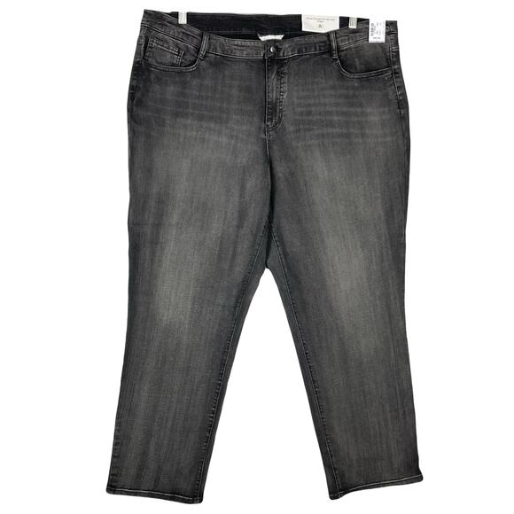 NWT CJ BANKS Jeans Women 24W Gray Straight Shaped Fit Mid Rise Missy Perfect